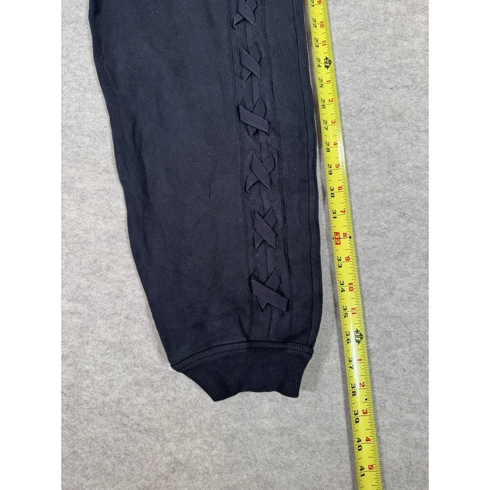 Lululemon Pants Womens 6 Black French Terry Jogger Lace Up Sides Ankle Pockets
